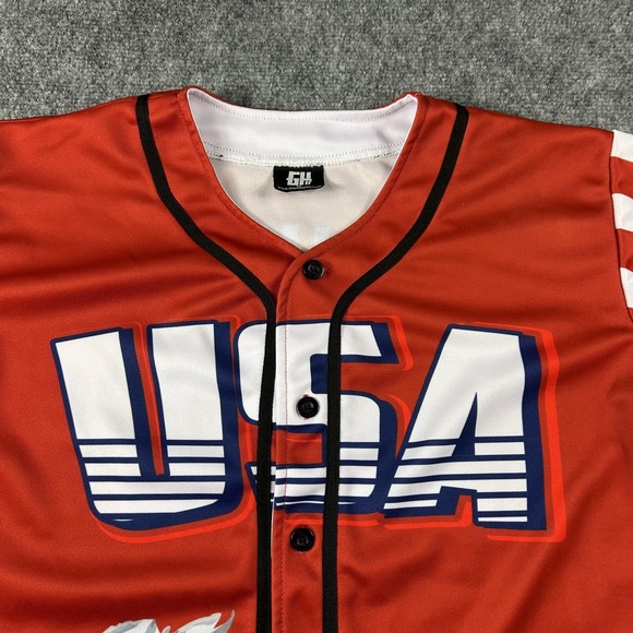 Greater Half Shirt Mens XL Red USA Trump 45 Statue Liberty Button Up Patriotic - Picture 3 of 7